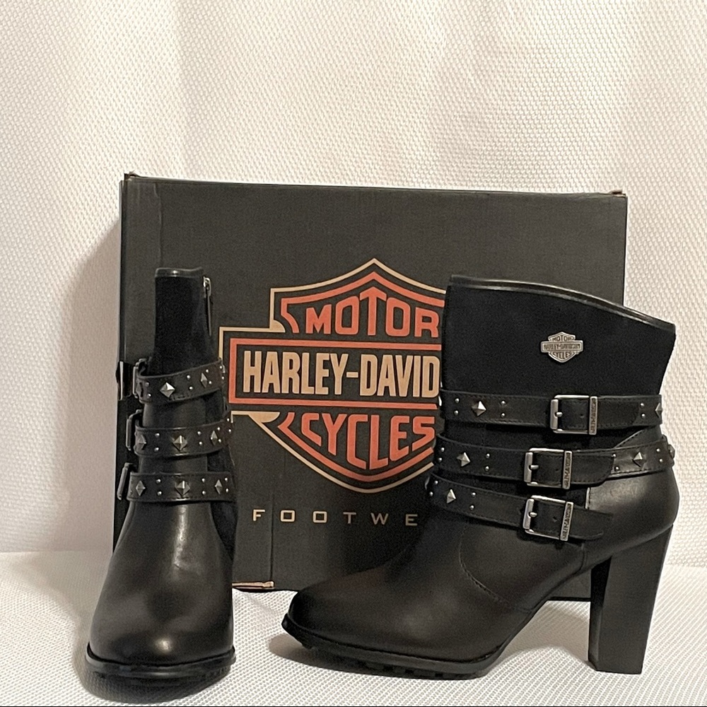 NIB Harley Davidson Women’s Black Leather & Suede Boot size 9 - Picture 2 of 7